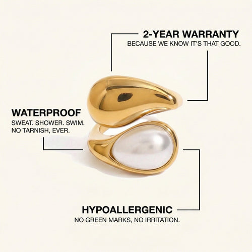 Wave Pearl Ring