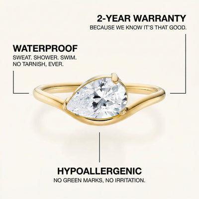 Wave Pear Ring