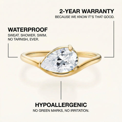 Wave Pear Ring
