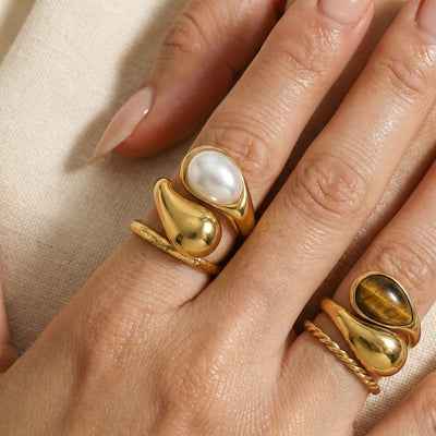 Wave Pearl Ring