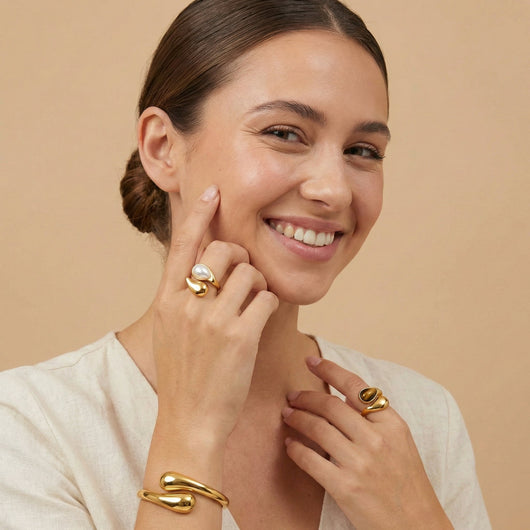 Wave Pearl Ring