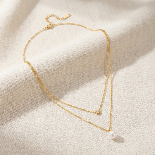 Pearl & Crystal Layer Necklace